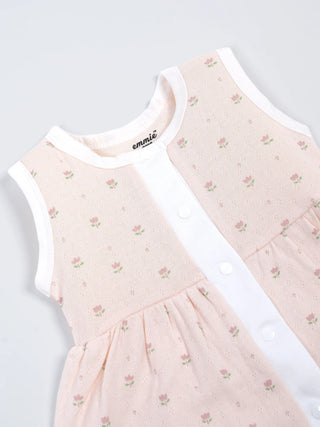 Baby Cotton Frock & Bloomer Set – Mint Daisy Print & Soft Pink Tiny Floral Sleeveless Baby Frock Combo (2 Sets) - Kidulan