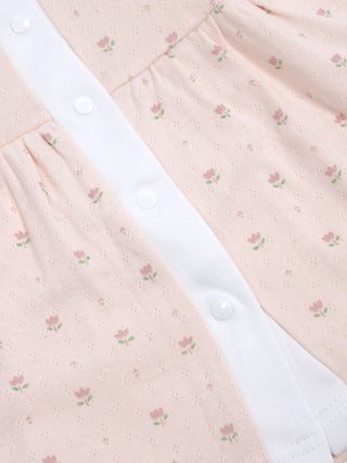 Baby Cotton Frock & Bloomer Set – Mint Daisy Print & Soft Pink Tiny Floral Sleeveless Baby Frock Combo (2 Sets) - Kidulan