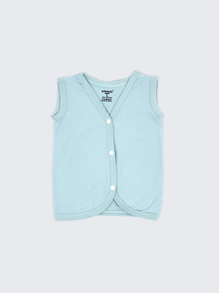 Baby Cotton Sleeveless Jabla Set – Solid Pastel Colors Front Open Newborn Vest Combo (3 Pieces) - Kidulan