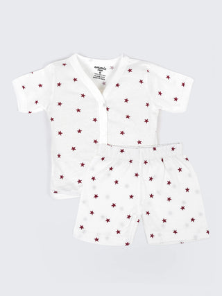 Baby Cotton Jabla & Shorts Set – Star Print, Polka Dot & Tiny Floral Print Half Sleeve Baby Outfit Combo (3 Sets) - Kidulan