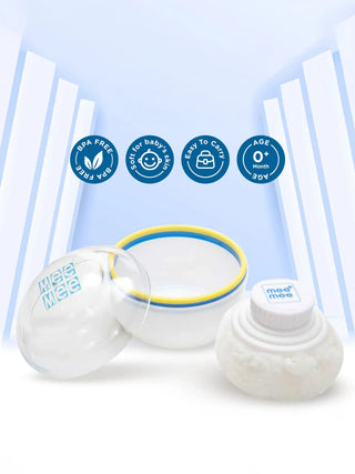 Premium Baby Powder Puff with Storage Case - Blue & Yellow Trim - Kidulan
