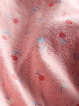 Organic Cotton Pink Cherry Print Full Sleeve Zip Romper - Kidulan