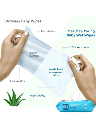 Aloe Vera Baby Wet Wipes (72 x 6 Pack) – 98% Water Based - Kidulan