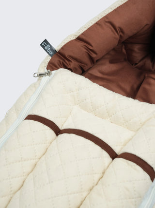 Baby Carry Nest – Quilted Beige & Brown Newborn Sleeping Bag with Extra Cushion - Kidulan