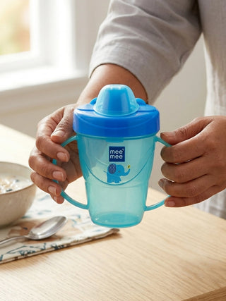 Easy Grip Baby Sipper Cup 180ml (Blue) – Baby Training Cup with Handles - Kidulan