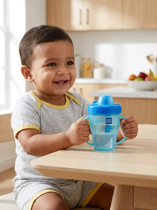 Easy Grip Baby Sipper Cup 180ml (Blue) – Baby Training Cup with Handles - Kidulan