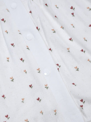 Baby Cotton Frock & Bloomer Set – Peach Dot & Tiny Floral Print Sleeveless Frock - Kidulan