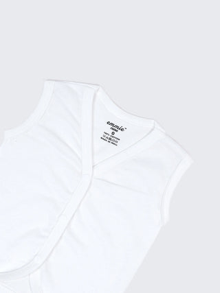 Baby Cotton Sleeveless Jabla Set – Solid White & Black Front Open Baby Vest Combo (2 Pieces) - Kidulan