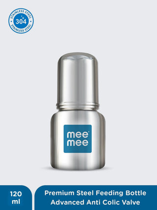 Premium Stainless Steel Feeding Bottle 120ml – 304 Food Grade Steel - Kidulan