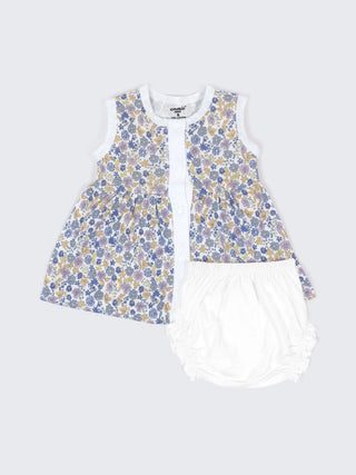 Baby Cotton Frock & Bloomer Set – Butterfly Print & Floral Garden Sleeveless Baby Frock Combo (2 Sets) - Kidulan