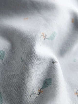 Organic Cotton Light Blue Printed Full Sleeve Zip Romper - Kidulan
