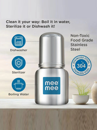 Premium Stainless Steel Feeding Bottle 120ml – 304 Food Grade Steel - Kidulan