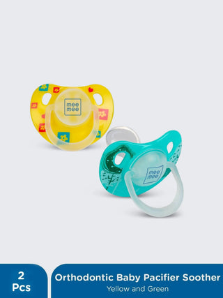 Orthodontic Baby Pacifier Soother BPA Free (2 Pcs) – Yellow & Green - Kidulan