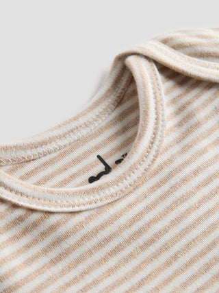 Organic Cotton Beige Striped Soft Ribbed Bodysuit - Kidulan