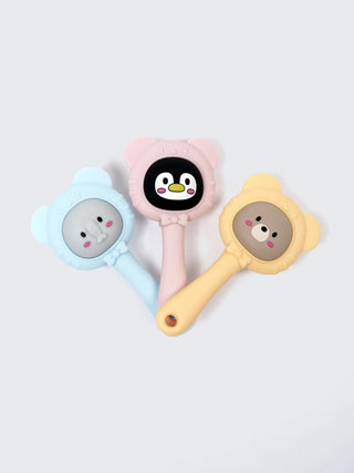 Easy Grip Silicone Yellow Baby Rattle Teether – BPA Free Bear Teething Toy for Babies - Kidulan
