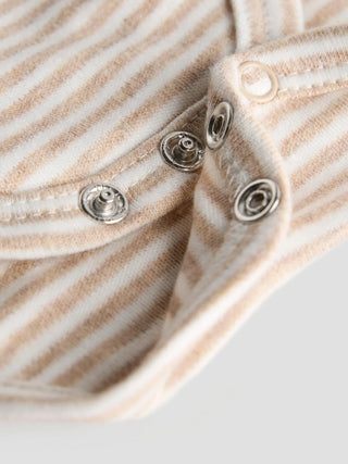 Organic Cotton Beige Striped Soft Ribbed Bodysuit - Kidulan