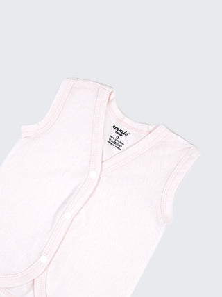 Baby Cotton Jabla Vest Set – Solid Pastel Sleeveless Front Open Baby Jabla Combo (3 Pieces) - Kidulan