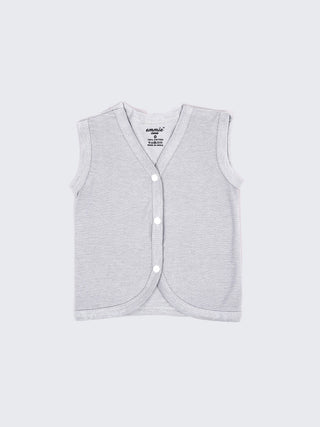 Baby Cotton Jabla Set – Sleeveless Front Open Vest Combo (Black, White & Grey – Pack of 3) - Kidulan