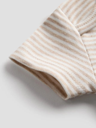 Organic Cotton Beige Striped Soft Ribbed Bodysuit - Kidulan