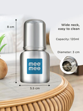 Premium Stainless Steel Feeding Bottle 120ml – 304 Food Grade Steel - Kidulan