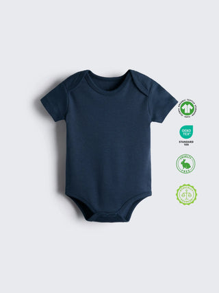 Organic Cotton Navy Blue Soft Bodysuit - Kidulan