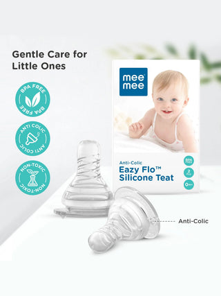 Eazy Flo Anti - Colic Silicone Feeding Teat (0m+) Soft Food Grade Nipple Pack of 2 - Kidulan
