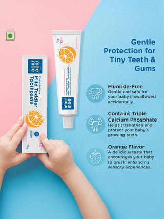 Fluoride - Free Mild Toddler Toothpaste Combo (Orange Flavor) - Kidulan