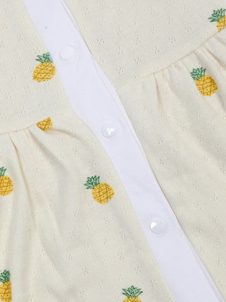 Baby Cotton Frock & Bloomer Set – Peach Fruit Print & Pineapple Print Sleeveless Baby Frock Combo (2 Sets) - Kidulan