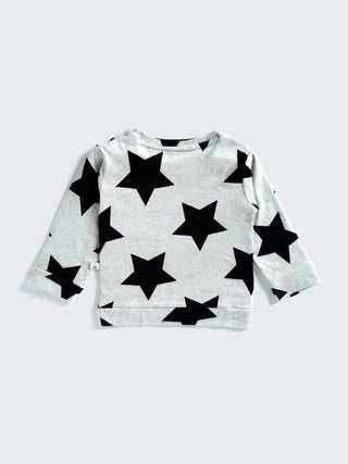 Star Print Baby Sweatshirt – Grey - Kidulan