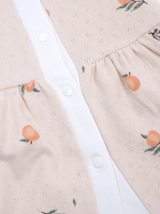 Baby Cotton Frock & Bloomer Set – Peach Fruit Print & Pineapple Print Sleeveless Baby Frock Combo (2 Sets) - Kidulan