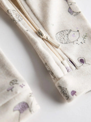 Organic Cotton Baby Full Sleeve Zip Romper with Cute Animal Print - Kidulan