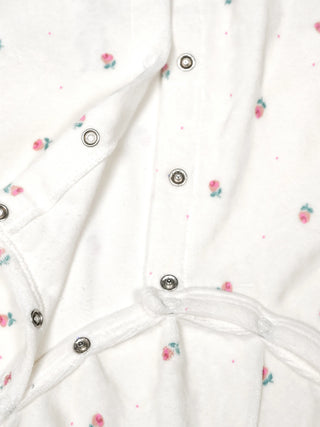 Floral Footed Romper with Cute Ear Detail – Soft Cotton Sleepsuit - Kidulan