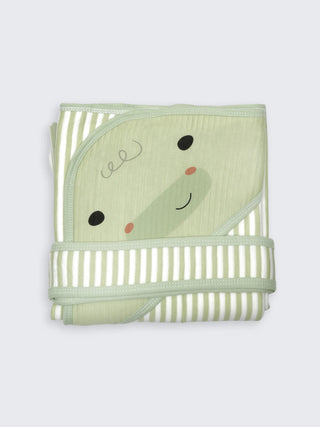 Soft Cotton Green Hooded Baby Towel with Tie - Kidulan