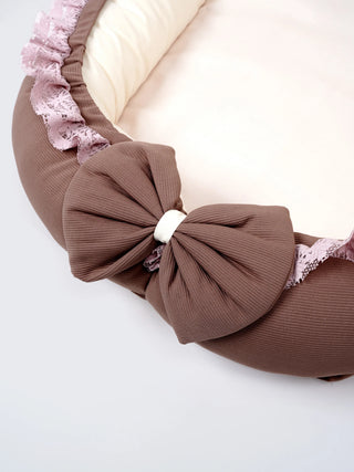 Premium Pintrestive Nest Bed – Coffee Brown & Cream with Mosquito Net & Pillow - Kidulan