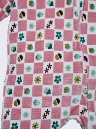 Pink Printed Hooded Full Sleeve Baby Romper - Kidulan