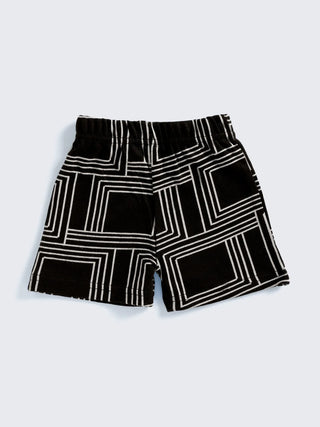 Stylish Black Square Print Co - Ord Set for Boys - Kidulan