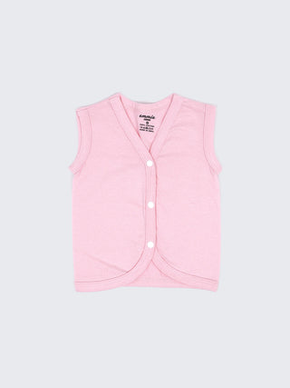 Baby Cotton Sleeveless Jabla Vest Set – Solid White, Pink & Black Newborn Front Open Jabla Combo (3 Pieces) - Kidulan