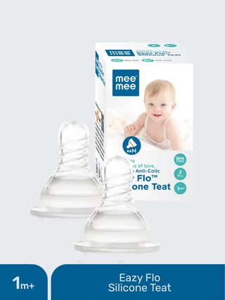 Eazy Flo Anti - Colic Silicone Feeding Teat (1m+) Soft Food Grade Nipple Pack of 2 - Kidulan