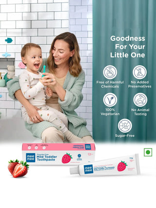 Fluoride - Free Mild Toddler Toothpaste Combo - Strawberry Flavor - Kidulan