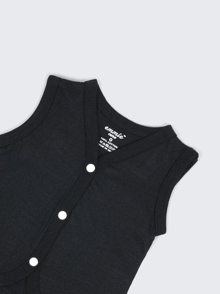 Baby Cotton Jabla Set – Sleeveless Front Open Vest Combo (Black, White & Grey – Pack of 3) - Kidulan