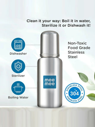 Stainless Steel Baby Feeding Bottle 240ml (304 Grade) - Kidulan
