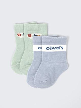 Soft Knit Baby Socks – 2 Pair Comfort Pack (Mint & Blue) - Kidulan