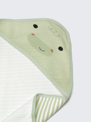 Soft Cotton Green Hooded Baby Towel with Tie - Kidulan