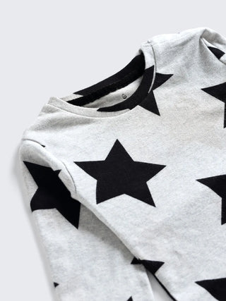 Star Print Baby Sweatshirt – Grey - Kidulan