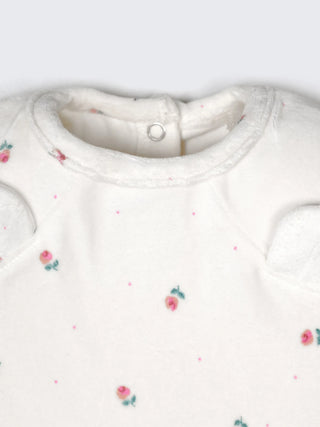 Floral Footed Romper with Cute Ear Detail – Soft Cotton Sleepsuit - Kidulan
