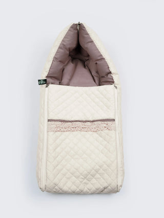 Baby Carry Nest – Quilted Cream Beige Soft Newborn Sleeping Bag - Kidulan