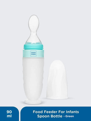 Leakproof Infant Silicone Feeding Bottle for Purees & Semi - Solid Food (Green) - Kidulan
