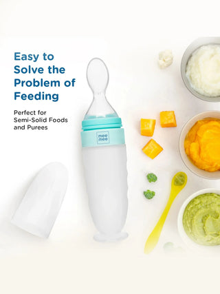 Leakproof Infant Silicone Feeding Bottle for Purees & Semi - Solid Food (Green) - Kidulan