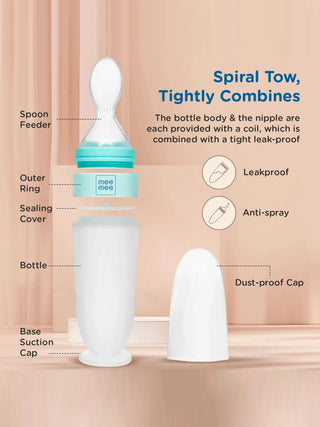 Leakproof Infant Silicone Feeding Bottle for Purees & Semi - Solid Food (Green) - Kidulan