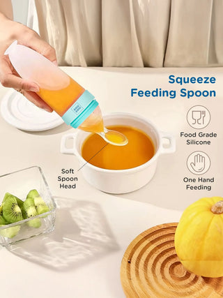 Leakproof Infant Silicone Feeding Bottle for Purees & Semi - Solid Food (Green) - Kidulan